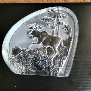 Bull Moose Crystal Sculpture Handcrafted 7"